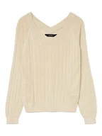 Swetry damskie - Vero Moda Sweter w kolorze beżowym - miniaturka - grafika 1