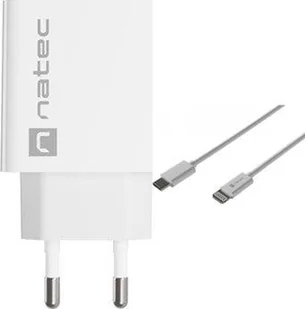 Ładowarka Natec Ribera 1x USB-C 3 A NUC-2059 + Kabel USB-C - Lightning 1 m Biały - Ładowarki do telefonów - miniaturka - grafika 1
