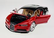 Samochody i pojazdy dla dzieci - WELLY BUGATTI CHIRON CZERWONY 1:24 SAMOCHÓD NOWY METALOWY MODEL - miniaturka - grafika 1