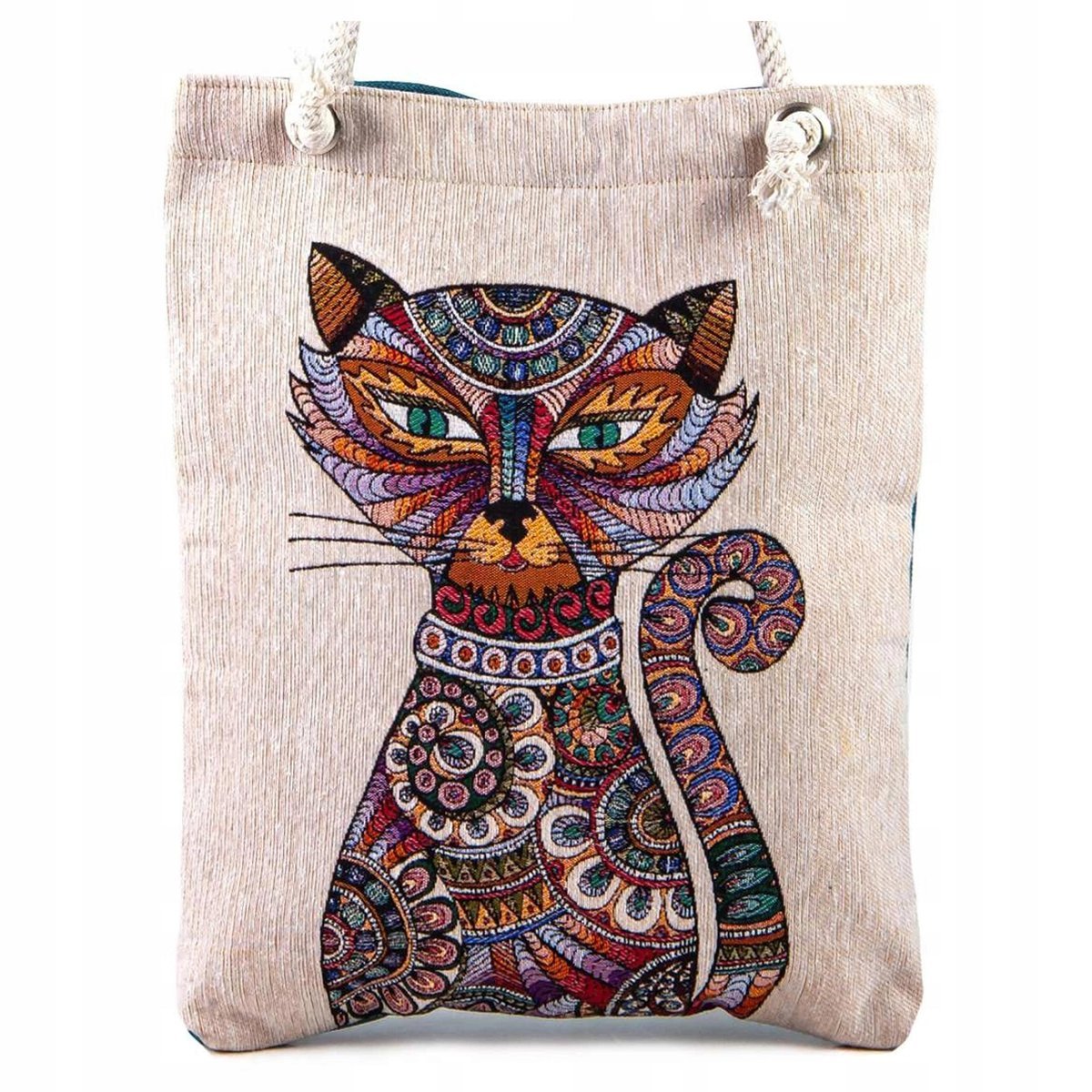 Torebka Damska Torba Gobelin Turecka Wytrzymała Duża Koci Wzór Orientalna