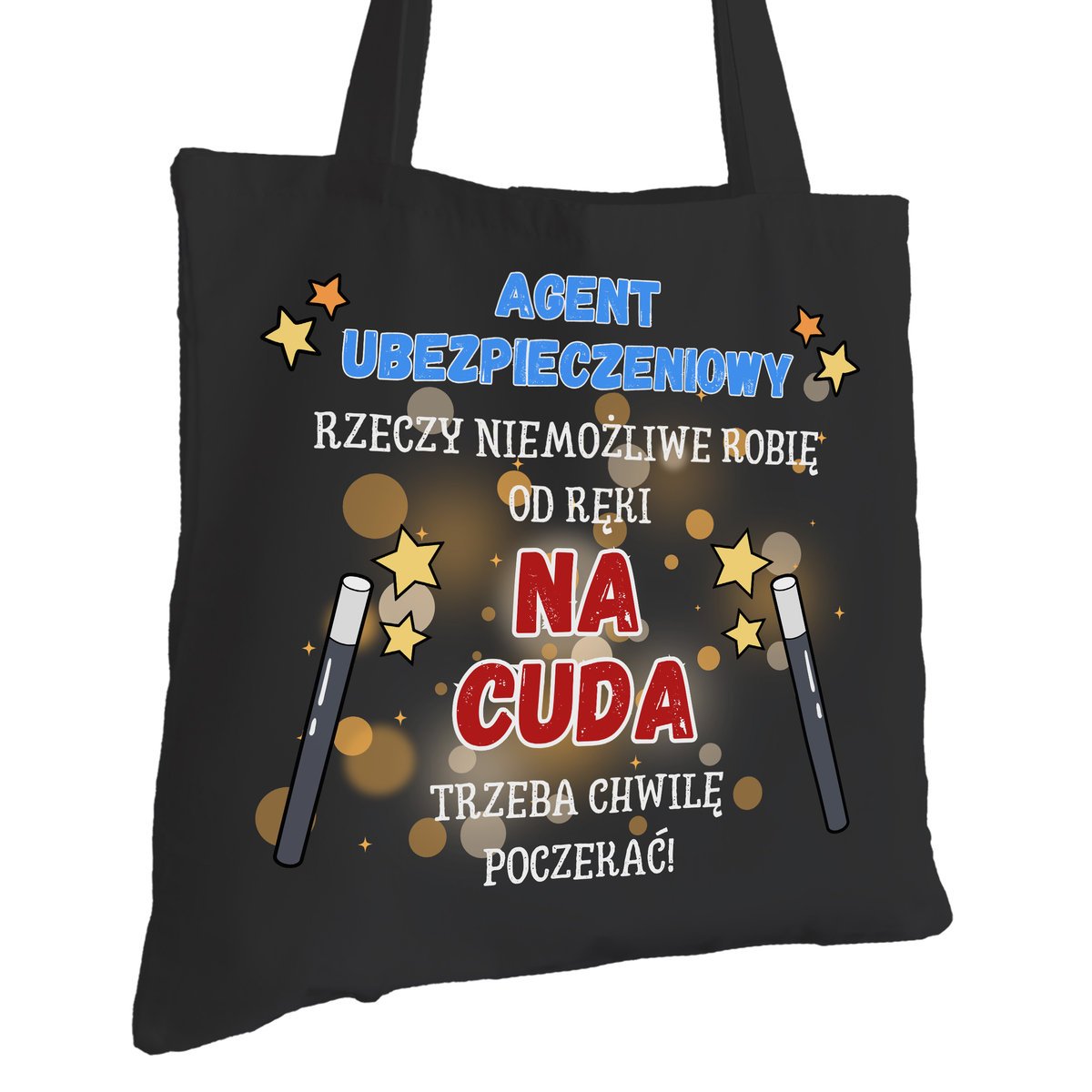 Torba Bawełniana dla Agenta Ubezpieczeniowego Czarna Prezent Trwały Nadruk