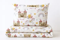 Pościel dla dzieci - Pościel dla dziecka 140x200 różowa biała zamek tęcza balony bawełniana - miniaturka - grafika 1