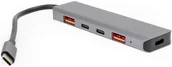 Huby USB - PLATINET MEDIA HUB USB-C TO 2X USB-A 3.2 GEN2 + 2X USB-C 3.2 GEN2 + USB-C PD 100W 5IN1 ALUMINIUM [46237] - miniaturka - grafika 1