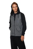 Bluzy męskie - TRENDYOL MAN BLUZA MĘSKA KAPTUR I ZAMKIEM DWUKOLOROWA SZARA CZARNA L 5DA - miniaturka - grafika 1