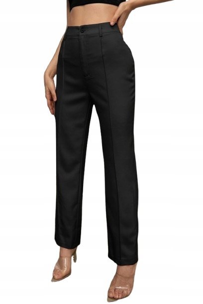 SHEIN SPODNIE CZARNE PROSTE GŁADKIE CASUAL 34 VBK