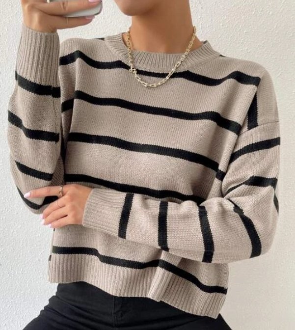 SHEIN SWETER W PASKI KLASYCZNY BRĄZOWY 38 V7T