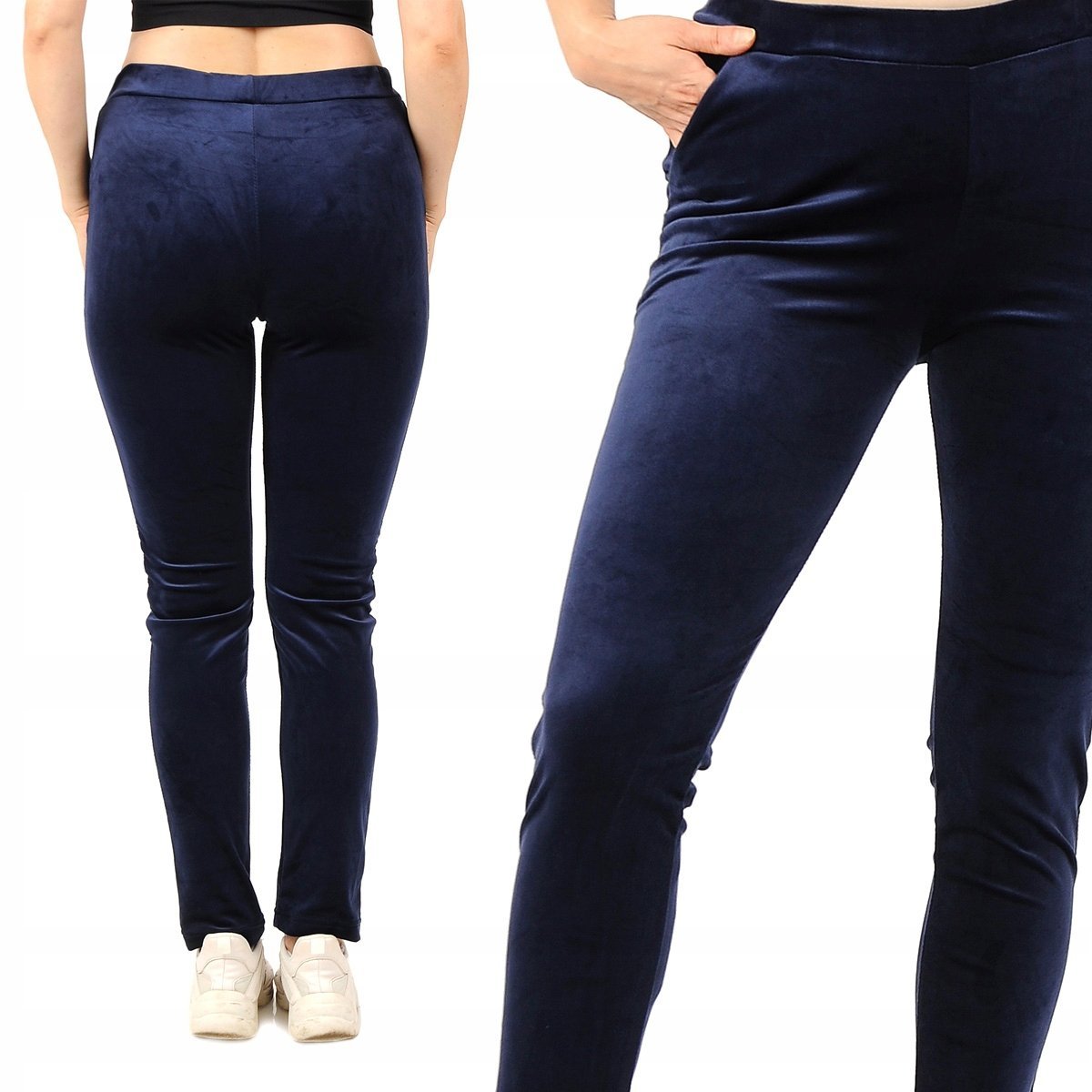 Dresy damskie Spodnie dresowe Welurowe PRODUKT POLSKI Granatowe 2XL