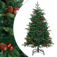Choinki - vidaXL Sztuczna choinka zawiasowa z szyszkami i jagodami, 150 cm - miniaturka - grafika 1