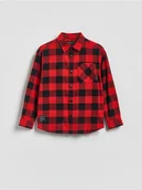 Bluzki dla chłopców - Reserved - Bawełniana koszula w kratę - czerwony - miniaturka - grafika 1