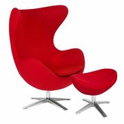 Fotele - D2.Design Fotel Jajo szeroki z podn. wełna JA-2712 czerwony 82858 - miniaturka - grafika 1