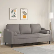 Sofy i kanapy - 3-osobowa sofa z poduszkami, kolor taupe, 180 cm, tkanina - miniaturka - grafika 1