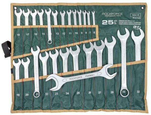 Zestaw kluczy płasko-oczkowych 25el. 6-32mm +1 klucz płaski 36x41mm na płótnie