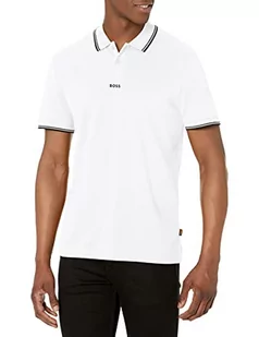 Hugo Boss Męska koszulka polo z bawełny piqué z centralnym logo, białe mydło, rozmiar XXL, Białe mydło, XXL - Koszulki męskie - miniaturka - grafika 1