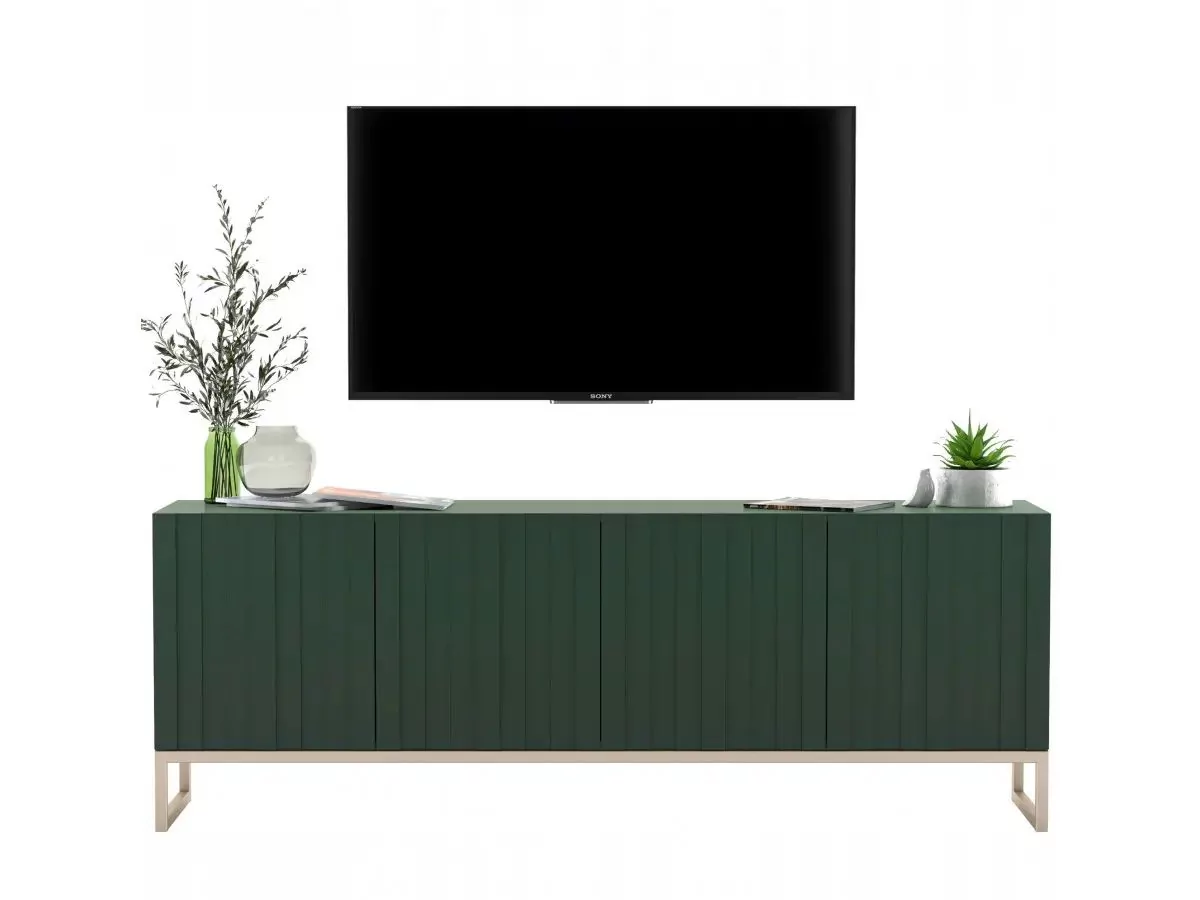 Komoda RTV, szafka stojąca, glamour, Elpis, 150x37x53 cm, zielony, mat