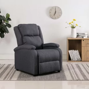 vidaXL Rozkładany fotel telewizyjny, ciemnoszary, tapicerowany tkaniną - Fotele - miniaturka - grafika 1