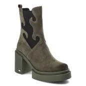 Botki damskie - Zielone Botki Karino Modne Buty Na Obcasie - miniaturka - grafika 1