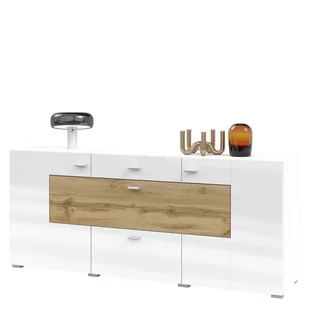 Komoda 2D2S1KL TYP-26 Coby Helvetia Wieruszów Biały Mat / Dąb Wotan / Biały Połysk - Komody - miniaturka - grafika 1