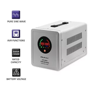 QOLTEC ZASILACZ AWARYJNY PURE SINE WAVE UPS | 500VA | 350W | STAŁA FAZA | SZARY - Zasilacze awaryjne UPS - miniaturka - grafika 4