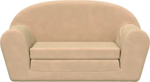 vidaXL Sofa rozkładana dla dzieci 2-osobowa kremowa Miękki plusz - Sofy i kanapy - miniaturka - grafika 1