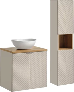 Zestaw meblowy 60cm z blatem, umywalką nablatową Lola i szafką wysoką - Meble łazienkowe - miniaturka - grafika 1