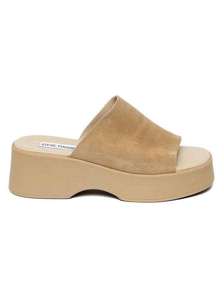 Steve Madden Skórzane klapki w kolorze beżowym
