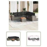 Sofy ogrodowe - The Living Store 7-częściowa sofa ogrodowa z poduszkami z szarego polirattanu - miniaturka - grafika 1