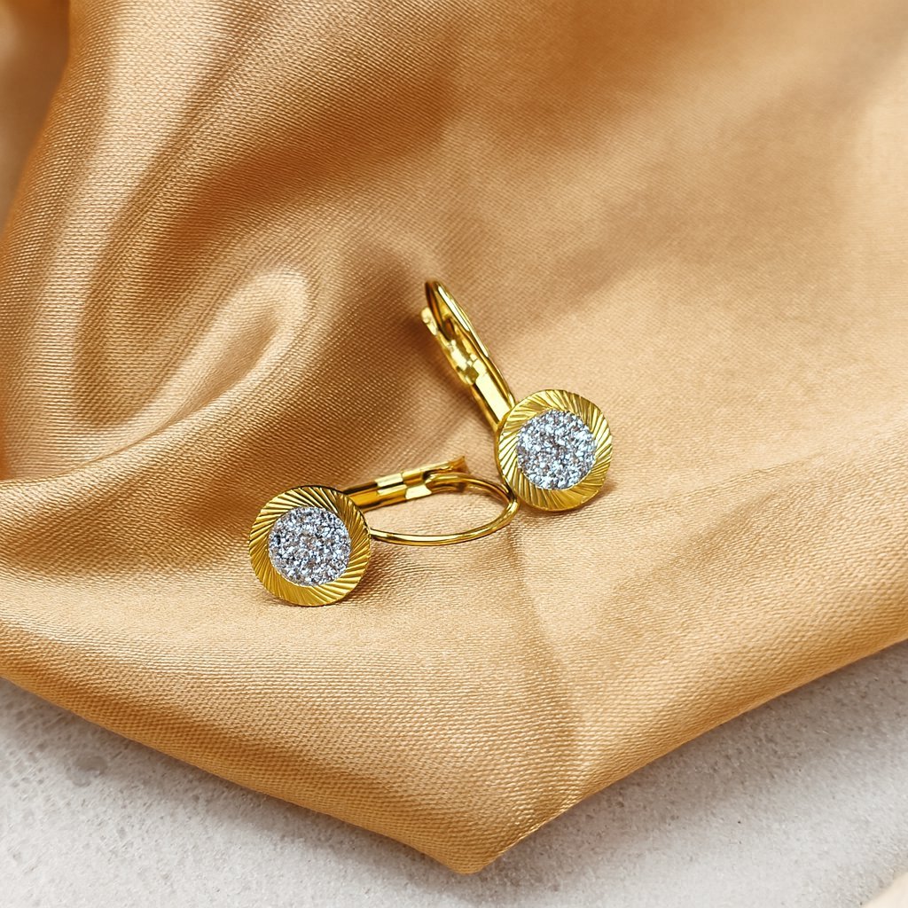 Kolczyki Elayne - Złote Kolczyki z Cyrkoniami Angielskie Zapięcie Stal Chirurgiczna Okrągłe