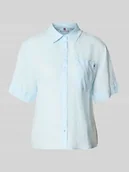 Bluzki damskie - Bluzka lniana o kroju loose fit z brustaszą - miniaturka - grafika 1