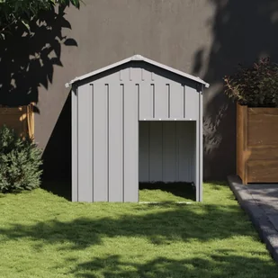 vidaXL Buda dla psa, z dachem, jasnoszara, 117x103x123 cm, stal - Budy dla psów - miniaturka - grafika 1