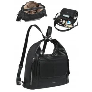 Damski Plecak Torebka Shopper 2w1 LUIGISANTO CZarna Dwukomorowa - Torebki damskie Damski Plecak Torebka Shopper 2w1 LUIGISANTO CZarna Dwukomorowa - Torebki damskie - miniaturka - grafika 1