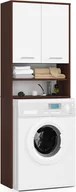 Szafki łazienkowe - Szafka łazienkowa nad pralkę: dwoje drzwi, cztery półki, kolor: wenge biały, wymiary mebla: szer: 64 cm, wys: 180 cm, gł: 30 cm - miniaturka - grafika 1