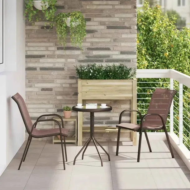 Zestaw Bistro do Ogrodu 3-częściowy, Stalowy, Brązowy, Okrągły