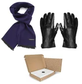 Apaszki i szaliki męskie - ZESTAW PREZENTOWY dla Mężczyzny - Rękawiczki skórzane + Szalik Cashmere + eleganckie Pudełko - miniaturka - grafika 1