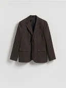 Kurtki męskie - Reserved - Marynarka slim fit z wiskozą - ciemnobrązowy - miniaturka - grafika 1