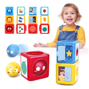 HOLA Wieża kostka sorter Montessori sensoryczna edukacyjna piramida układanka - Zabawki interaktywne dla dzieci - miniaturka - grafika 1
