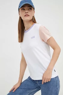 Koszulki sportowe damskie - Vans t-shirt bawełniany kolor biały - grafika 1