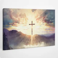 Ikony i obrazy sakralne - Krzyż Symbol Chrześcijański - obraz polycanvas, 60x40 - miniaturka - grafika 1