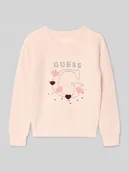 Swetry dla dziewczynek - Sweter z dzianiny z detalem z logo - miniaturka - grafika 1