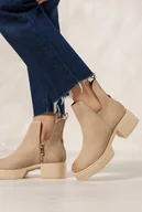 Botki damskie - Beżowe botki skórzane damskie na platformie PRODUKT POLSKI Casu 2437-NO - miniaturka - grafika 1