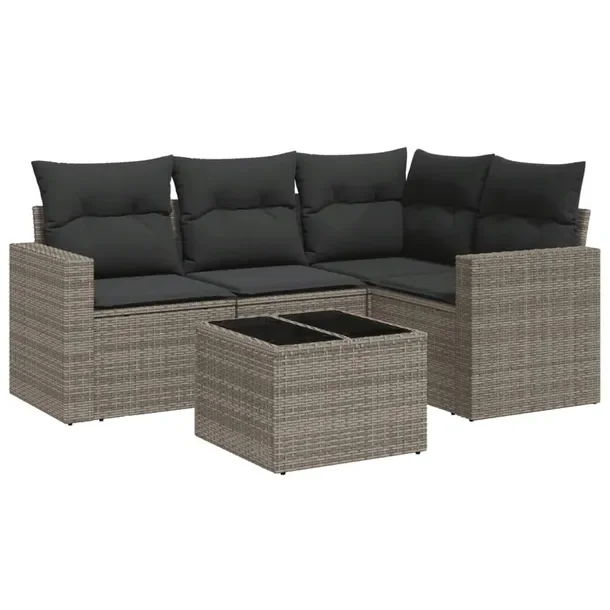Zestaw mebli ogrodowych modułowych szary rattan PE 62 x 62 x 69 cm