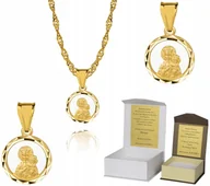 Biżuteria dla dzieci - Złoty łańcuszek srebro pozłacane medalik Matka Boska 55 cm DEDYKACJA S3M25 - miniaturka - grafika 1