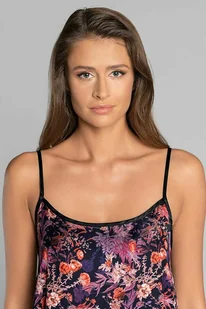 Satynowa koszula Tibesti fioletowe kwiaty L - Bielizna nocna - miniaturka - grafika 3