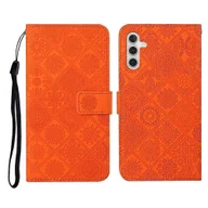 Portfele - Kompatybilny z Samsung Galaxy A56 5G Case Skórzane etui Portfel w stylu etnicznym Pokrowiec na telefon z paskiem Pomarańczowy - miniaturka - grafika 1