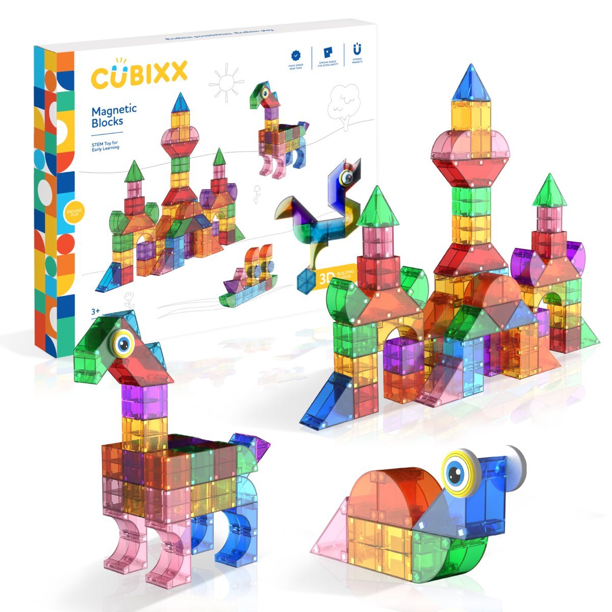 CUBIXX klocki magnetyczne, kwadraty - 85 elementów
