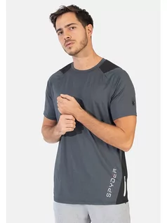 Koszulki sportowe męskie - SPYDER Koszulka sportowa w kolorze szaro-czarnym - grafika 1
