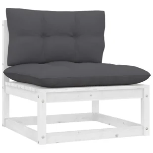 VidaXL Ogrodowa sofa środkowa z antracytowymi poduszkami, białe drewno 805721 - Sofy ogrodowe - miniaturka - grafika 1