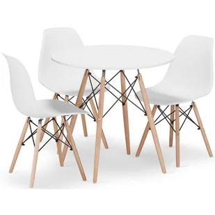 Komplet Stół Biały 80 Cm Z 3 Krzesłami Do Kuchni C4-M78 - Stoły z krzesłami - miniaturka - grafika 1