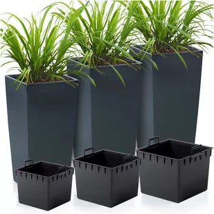 Zestaw 3X Doniczka Donica Ogrodowa Duża Kwadrat Urbi Square 45 Cm/50 Cm/55 Cm Antracyt - Donice Zestaw 3X Doniczka Donica Ogrodowa Duża Kwadrat Urbi Square 45 Cm/50 Cm/55 Cm Antracyt - Donice - miniaturka - grafika 1