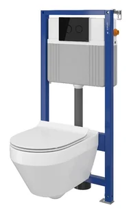 Cersanit Set B22 Aqua Zestaw Toaleta WC podwieszana 52x35,5 cm CleanOn bez kołnierza z ukrytym mocowaniem z deską sedesową wolnoopadającą i stelażem pneumatycznym Aqua 52 biały S701-314 odbiór osob - Stelaże i zestawy podtynkowe do WC - miniaturka - grafika 2