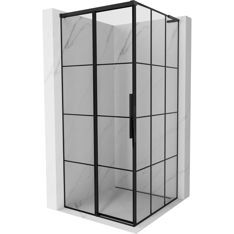 Mexen Rox L kabina prysznicowa rozsuwana lewa 110 x 110 cm, czarna kratka , czarna - 8C2L-110-110-70-77-L